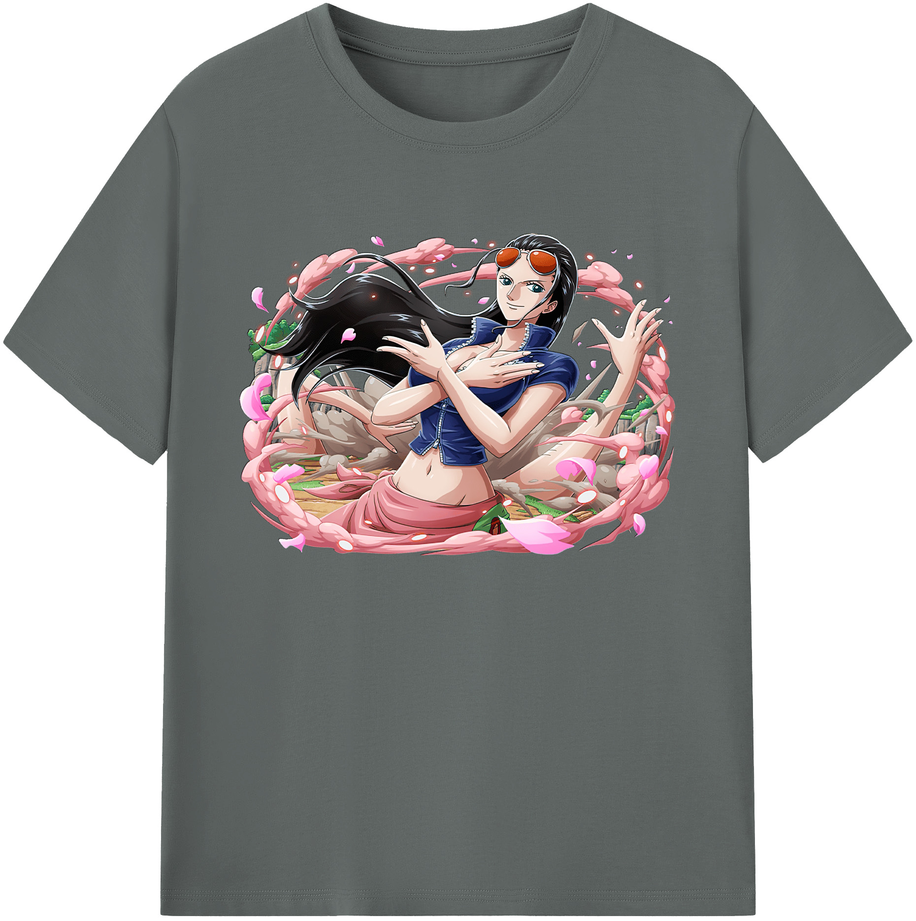 ワンピース ニコ・ロビン ONE PIECE Nico Robin 綿100％ メンズ半袖Tシャツ｜肌触りやわらか＆通気性